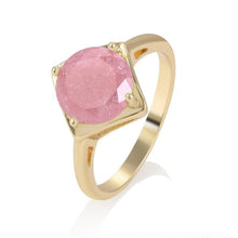 Load image into Gallery viewer, 14 K Gold Plated ring with pink zirconium - BIJUNET
