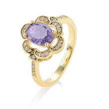 Charger l&#39;image dans la galerie, 14 K Gold Plated ring with purple zirconium - BIJUNET
