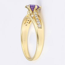 Charger l&#39;image dans la galerie, 14 K Gold Plated ring with purple zirconium - BIJUNET
