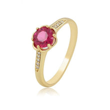 Charger l&#39;image dans la galerie, 14 K Gold Plated ring with red zirconium - BIJUNET
