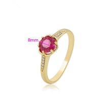Charger l&#39;image dans la galerie, 14 K Gold Plated ring with red zirconium - BIJUNET
