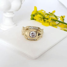 Charger l&#39;image dans la galerie, 14 K Gold Plated ring with white zirconium - BIJUNET
