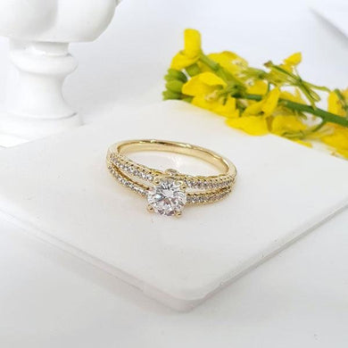 14 K Gold Plated Ring with white zirconium - BIJUNET