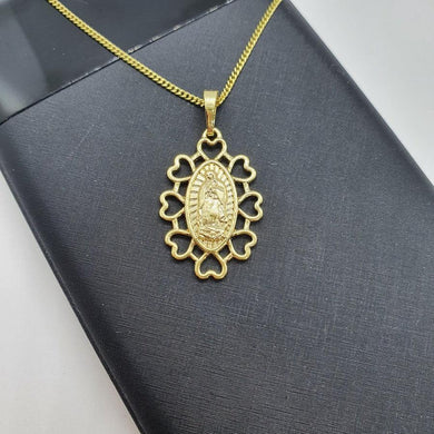 14 K Gold Plated Saint Mary pendant with white zirconium - BIJUNET