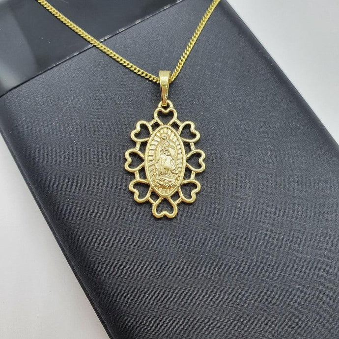 14 K Gold Plated Saint Mary pendant with white zirconium - BIJUNET