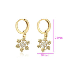 Load image into Gallery viewer, 14 K Gold Plated Snowflake earrings with white zirconium - BIJUNET
