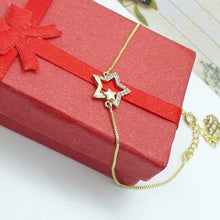 Load image into Gallery viewer, 14 K Gold Plated star bracelet with white zirconium - BIJUNET
