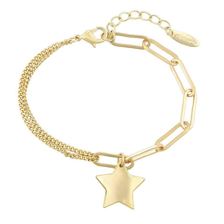 14 K Gold Plated star chain bracelet - BIJUNET