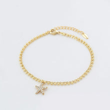 Charger l&#39;image dans la galerie, 14 K Gold Plated starfish bracelet with white zirconium - BIJUNET
