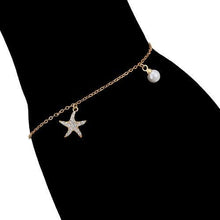Load image into Gallery viewer, 14 K Gold Plated starfish bracelet with white zirconium - BIJUNET
