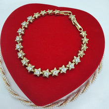 Load image into Gallery viewer, 14 K Gold Plated stars bracelet with white zirconium - BIJUNET
