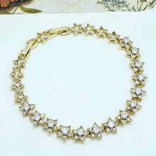 Charger l&#39;image dans la galerie, 14 K Gold Plated stars bracelet with white zirconium - BIJUNET
