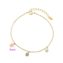 Load image into Gallery viewer, 14 K Gold Plated stars bracelet with white zirconium - BIJUNET
