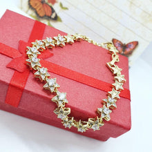 Load image into Gallery viewer, 14 K Gold Plated stars bracelet with white zirconium - BIJUNET
