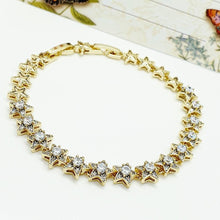 Charger l&#39;image dans la galerie, 14 K Gold Plated stars bracelet with white zirconium - BIJUNET
