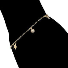 Load image into Gallery viewer, 14 K Gold Plated stars bracelet with white zirconium - BIJUNET
