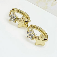 Load image into Gallery viewer, 14 K Gold Plated stars earrings with white zirconium - BIJUNET

