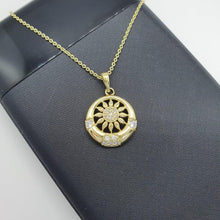 Load image into Gallery viewer, 14 K Gold Plated sun pendant with white zirconium - BIJUNET
