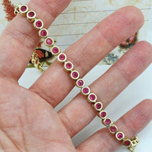 Load image into Gallery viewer, 14 K Gold Plated tennis bracelet with pink zirconium - BIJUNET
