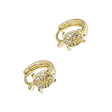 14 K Gold Plated tortoise earrings with white zirconium - BIJUNET