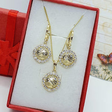 Charger l&#39;image dans la galerie, 14 K Gold Plated tree of life pendant and earrings set with white zirconium - BIJUNET
