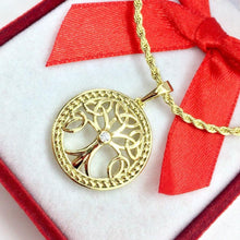 Load image into Gallery viewer, 14 K Gold Plated Tree of Life pendant with white zirconium - BIJUNET
