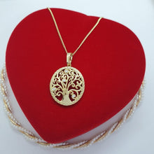 Charger l&#39;image dans la galerie, 14 K Gold Plated Tree of Life pendant with white zirconium - BIJUNET
