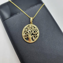 Charger l&#39;image dans la galerie, 14 K Gold Plated Tree of Life pendant with white zirconium - BIJUNET
