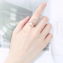 Load image into Gallery viewer, 14 K Gold Plated Tulip ring with white zirconium - BIJUNET
