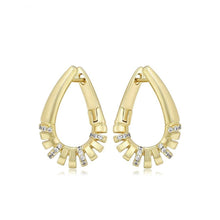 Load image into Gallery viewer, 14 K Gold Plated twisted earrings with white zirconium - BIJUNET
