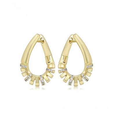 14 K Gold Plated twisted earrings with white zirconium - BIJUNET