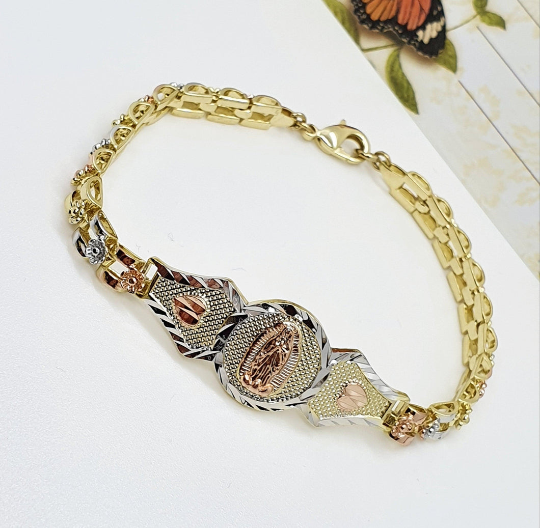 14 K Yellow, Rose Gold and Rhodium Plated St Mary bracelet - BIJUNET