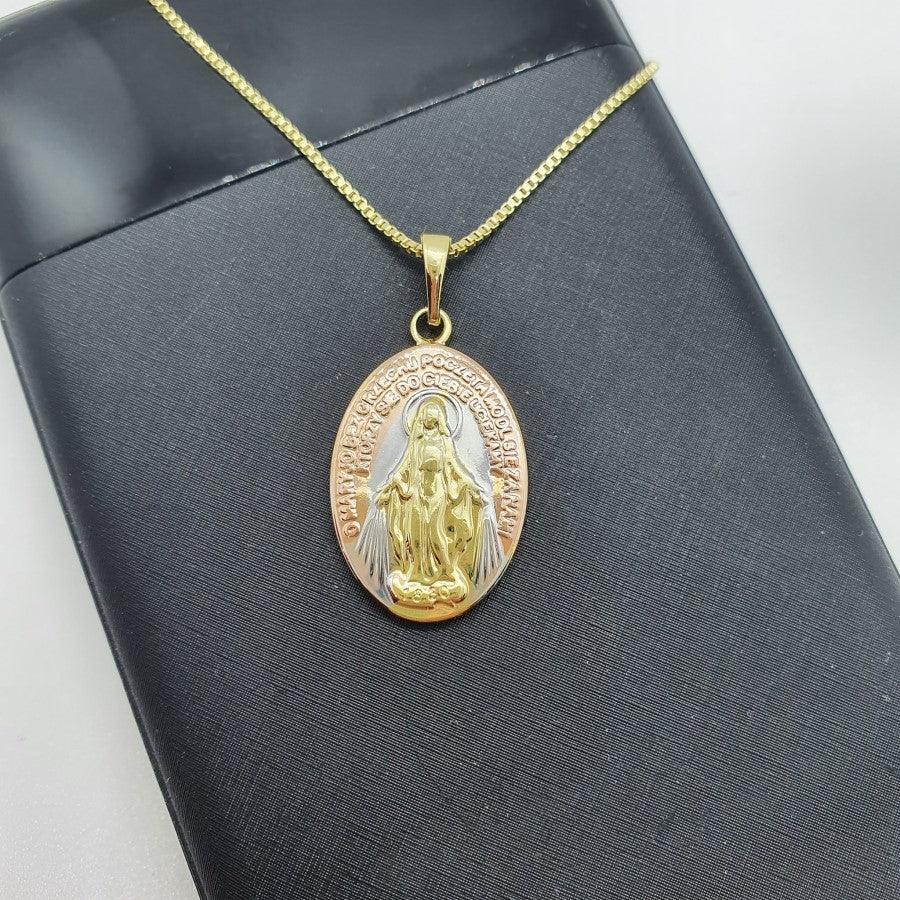 14 K Yellow, White and Rose Gold Plated St Mary pendant - BIJUNET