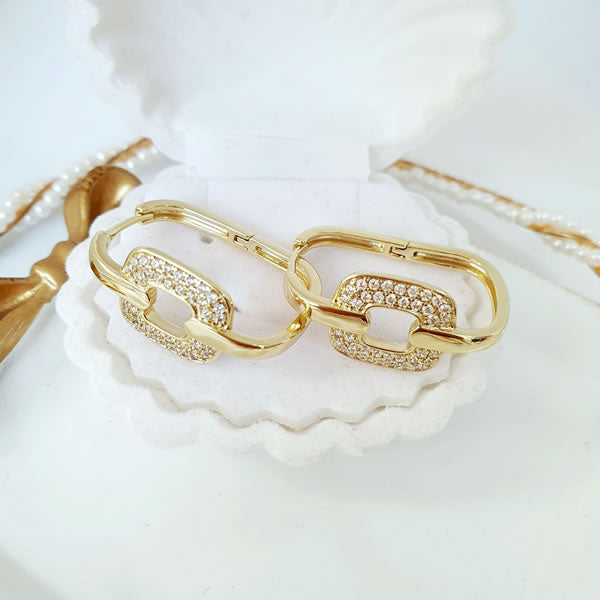 14 K Gold Plated earrings with white zirconium - BIJUNET