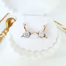 Load image into Gallery viewer, 14 K Gold and Rhodium Plated earrings with white zirconium - BIJUNET
