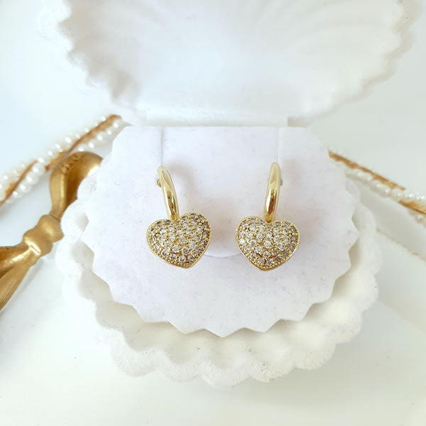 Shop for 14K Gold Plated heart earrings 