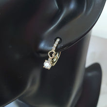 Load image into Gallery viewer, 14 K Gold Plated heart earrings with white zirconia
