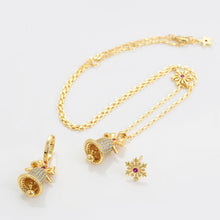 Load image into Gallery viewer, 14 K Gold Plated Christmas necklace and earrings set with white zirconia
