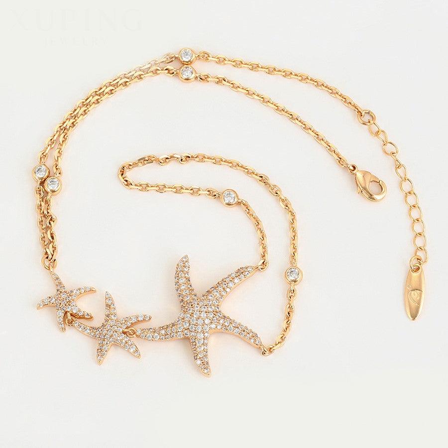 18 K Rose Gold Plated starfish bracelet with white zirconium - BIJUNET