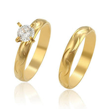 Charger l&#39;image dans la galerie, 24 K Gold Plated double ring with white zirconium - BIJUNET
