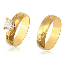 Load image into Gallery viewer, 24 K Gold Plated double ring with white zirconium - BIJUNET
