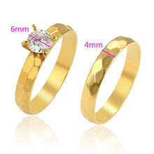 Charger l&#39;image dans la galerie, 24 K Gold Plated double ring with white zirconium - BIJUNET
