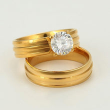 Charger l&#39;image dans la galerie, 24 K Gold Plated double ring with white zirconium - BIJUNET

