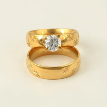 Charger l&#39;image dans la galerie, 24 K Gold Plated double ring with white zirconium - BIJUNET
