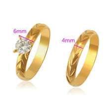 Charger l&#39;image dans la galerie, 24 K Gold Plated double ring with white zirconium - BIJUNET
