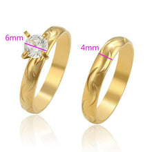 Charger l&#39;image dans la galerie, 24 K Gold Plated double ring with white zirconium - BIJUNET
