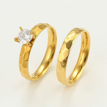 Charger l&#39;image dans la galerie, 24 K Gold Plated double ring with white zirconium - BIJUNET
