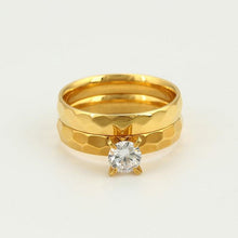 Charger l&#39;image dans la galerie, 24 K Gold Plated double ring with white zirconium - BIJUNET

