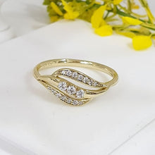 Load image into Gallery viewer, 14 K Gold Plated ring with white zirconium
