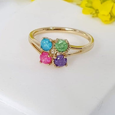 14 K Gold Plated ring with multicoloured zirconium - BIJUNET